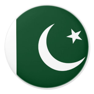 Ceramic knob pull with flag of Pakistan