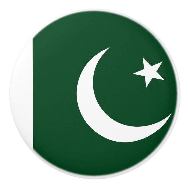 Ceramic knob pull with flag of Pakistan (Front)