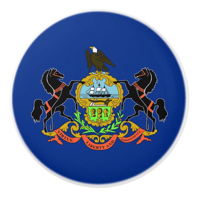 Ceramic knob pull with flag of Pennsylvania, USA (Front)