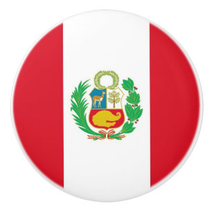 Ceramic knob pull with flag of Peru