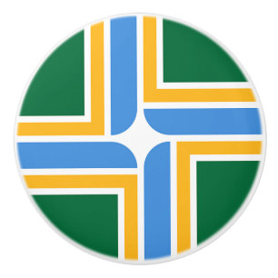 Ceramic knob pull with flag of Portland, USA