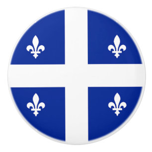 Ceramic knob pull with flag of Quebec, Canada