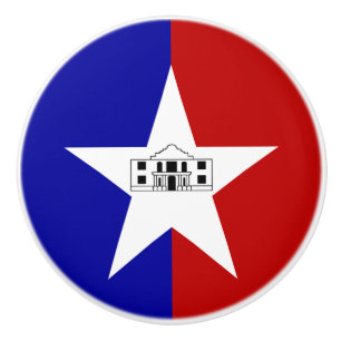 Ceramic knob pull with flag of San Antonio, USA