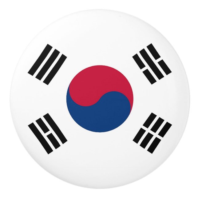 Ceramic knob pull with flag of South Korea (Front)