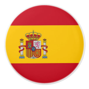 Ceramic knob pull with flag of Spain