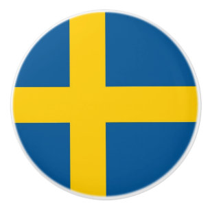 Ceramic knob pull with flag of Sweden