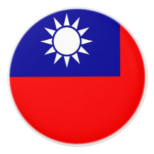 Ceramic knob pull with flag of Taiwan
