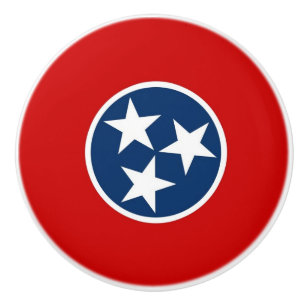 Ceramic knob pull with flag of Tennessee, USA