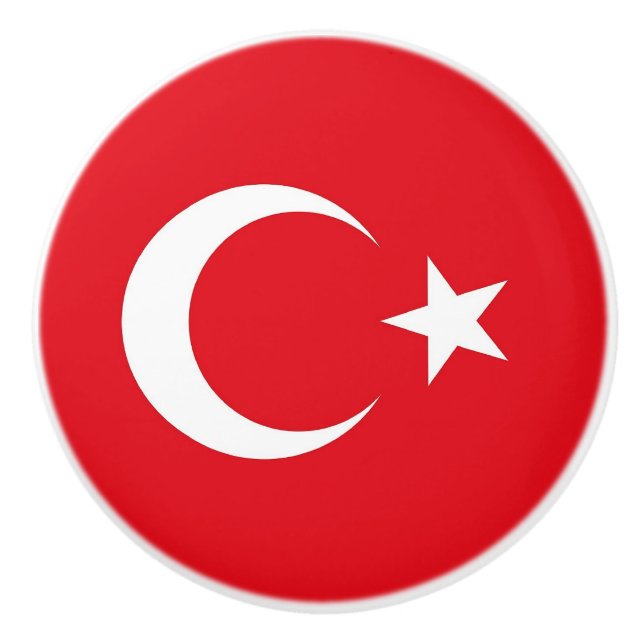 Ceramic knob pull with flag of Turkey (Front)