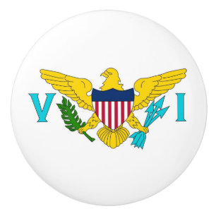 Ceramic knob pull with flag of Virgin Islands, USA