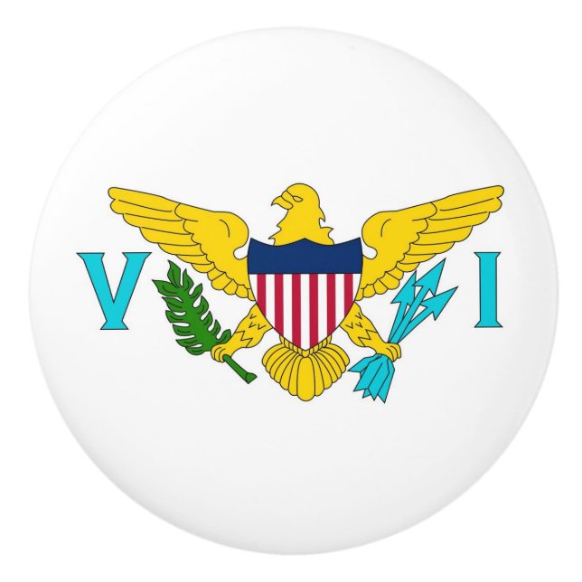 Ceramic knob pull with flag of Virgin Islands, USA (Front)