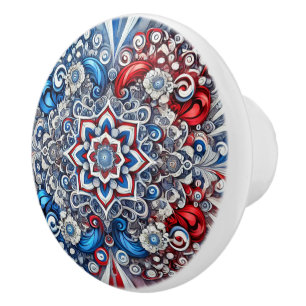 Ceramic knob pull with French Colours