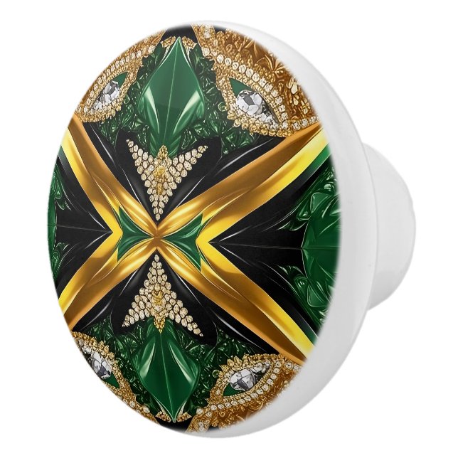 Ceramic knob pull with Jamaican Colours (Right)