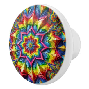 Ceramic knob pull with LGBTQ Colours