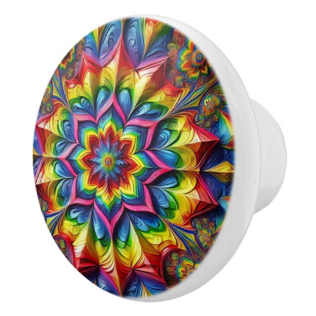 Ceramic knob pull with LGBTQ Colours (Right)