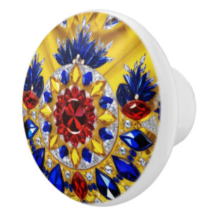 Ceramic knob pull with Romanian Colours