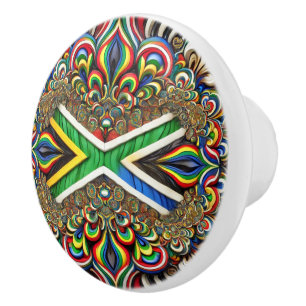 Ceramic knob pull with South African Colours