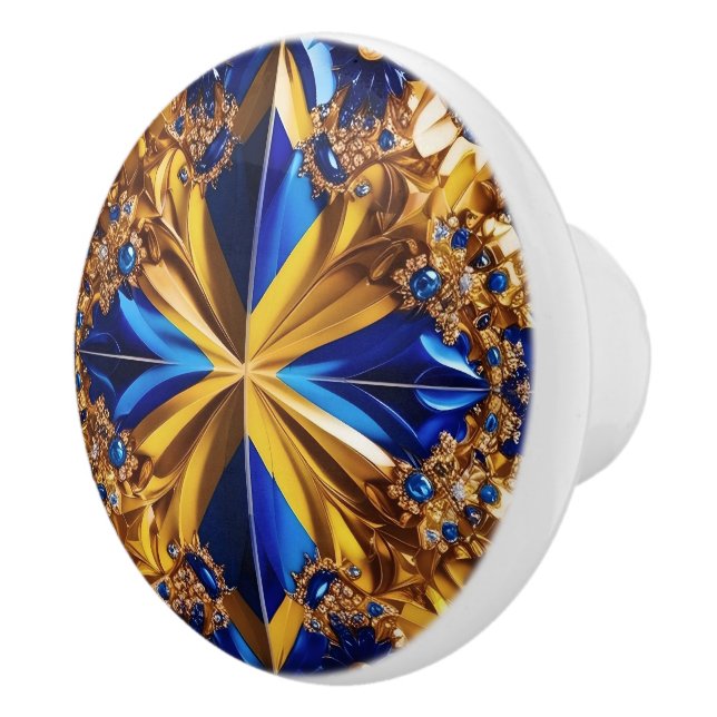 Ceramic knob pull with Sweden Colours (Right)