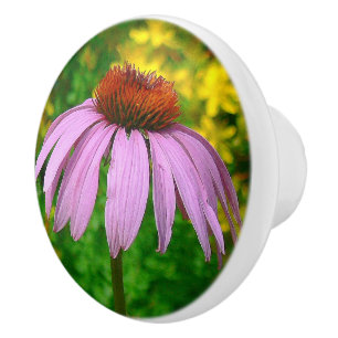 CERAMIC KNOB/ "PURPLE CONEFLOWER" KNOB