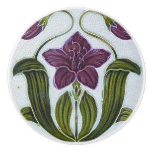 Ceramic Knob - Vintage Looking Art Nouveau Design