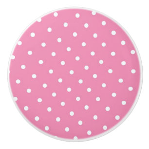 Ceramic Knob/White Polka Dots-Pink Background Knob