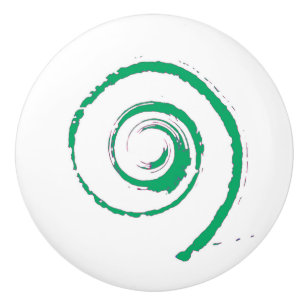 Ceramic Knob with Green Twirl