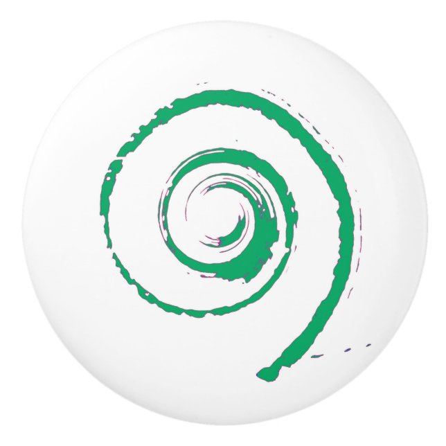 Ceramic Knob with Green Twirl (Front)