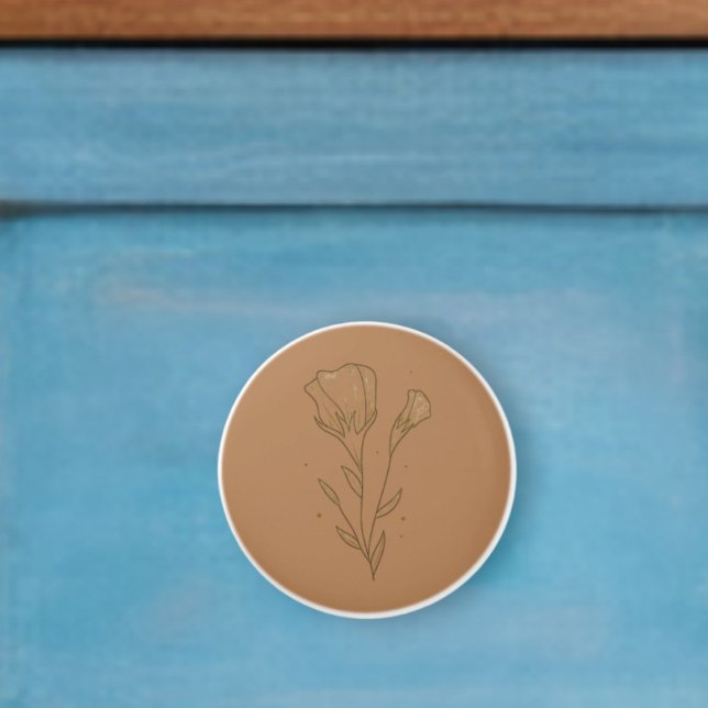 Ceramic knob with wildflower botanical design (Creator Uploaded)