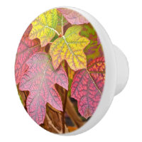 CERAMIC KNOBS/CUSTOM/LAYERS OF FALL LEAVES/PINK,YE