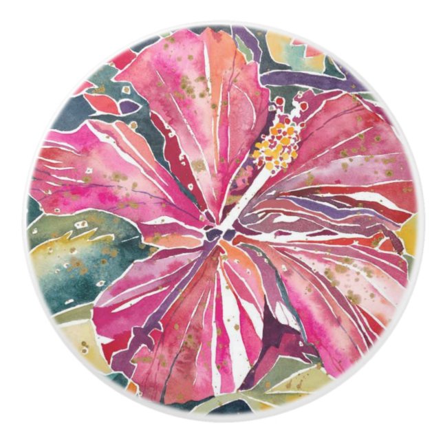 Ceramic Knobs - Hibiscus Flower (Front)