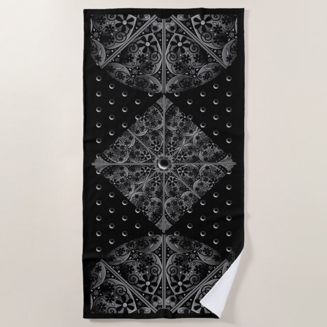Ceramic Lace Black Beach Towel (Front)