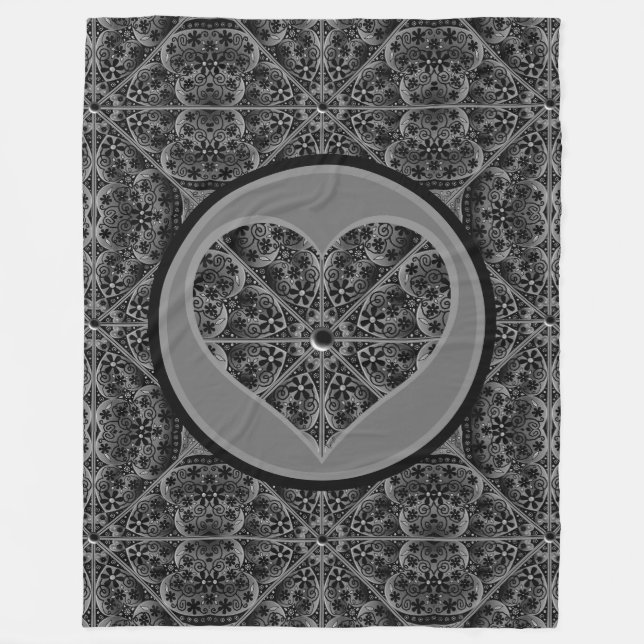Ceramic lace Black Fleece Blanket (Front)