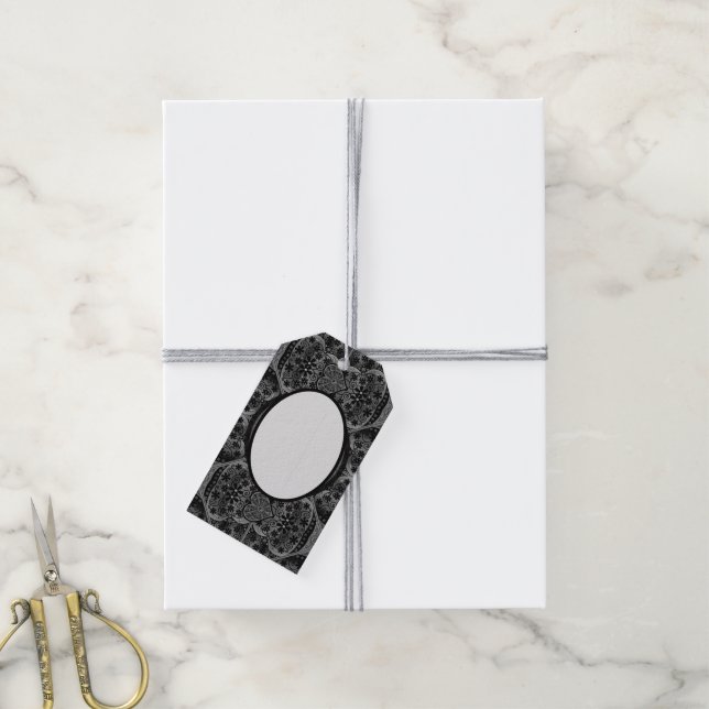 Ceramic Lace Black Gift Tags (With Twine)