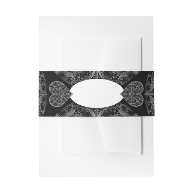 Ceramic Lace Black Invitation Belly Band (Front Example)
