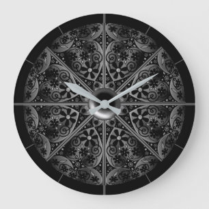 Ceramic Lace Black Large Clock