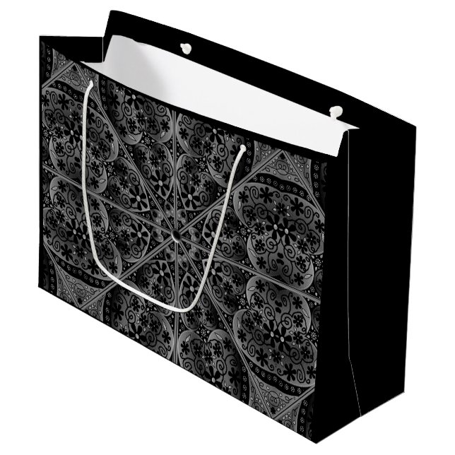 Ceramic Lace Black Large Gift Bag (Front Angled)
