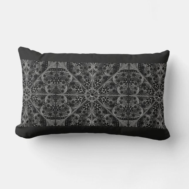 Ceramic Lace Black Lumbar Cushion (Front)