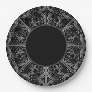 Ceramic Lace Black Paper Plate