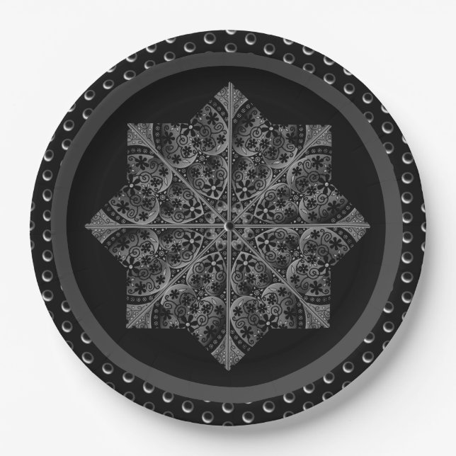 Ceramic Lace Black Paper Plate (Front)