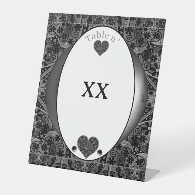 Ceramic Lace Black Pedestal Sign (Front)