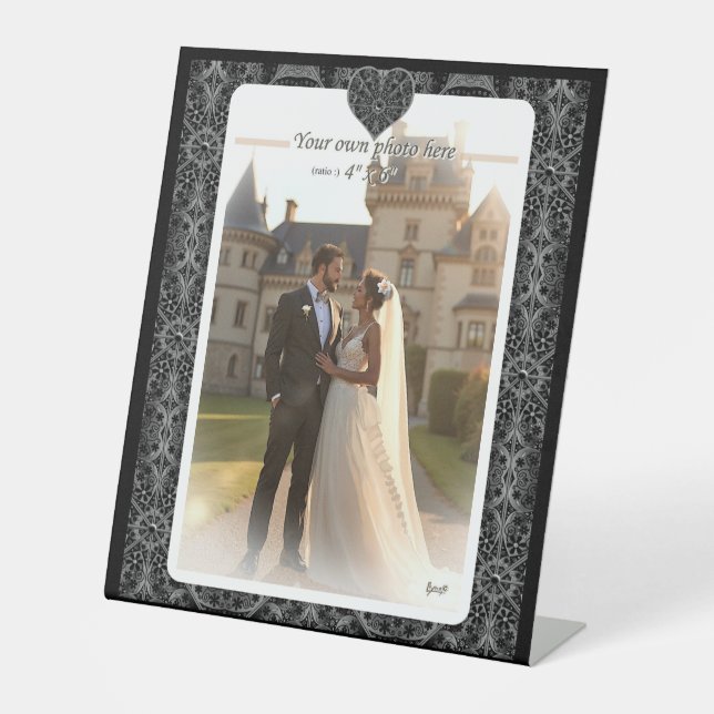 Ceramic lace Black Pedestal Sign (Front)