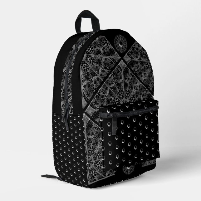 Ceramic Lace Black Printed Backpack (Back Corner Left)