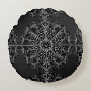 Ceramic Lace Black Round Cushion