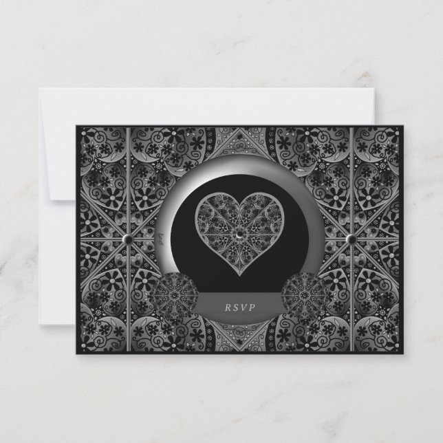 Ceramic Lace Black RSVP Card (Front)