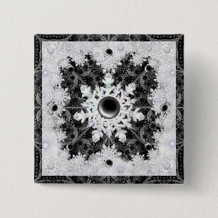 Ceramic lace black & snowflake 15 cm square badge