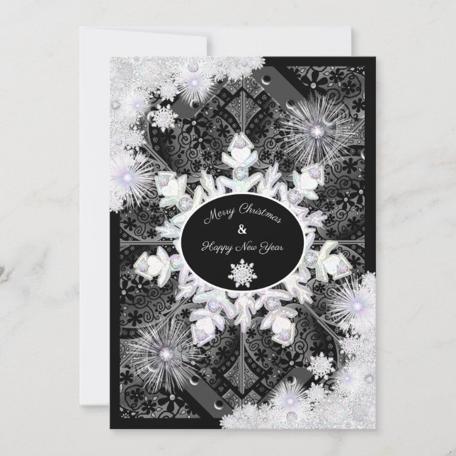 Ceramic lace Black & snowflake Card (Front)