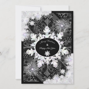 Ceramic lace Black & snowflake Card