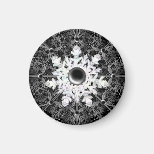 ceramic lace black & snowflake magnet
