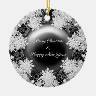 Ceramic lace black & snowflake ornament