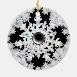 Ceramic Lace black & snowflakes Ceramic Ornament
